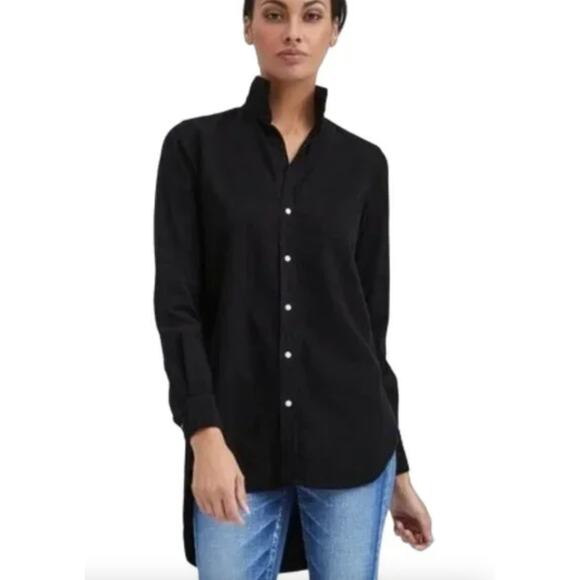 Frank & Eileen | Grayson Style Button-Up Tunic Top Italian Fabric Black | Sz XS - Picture 1 of 9